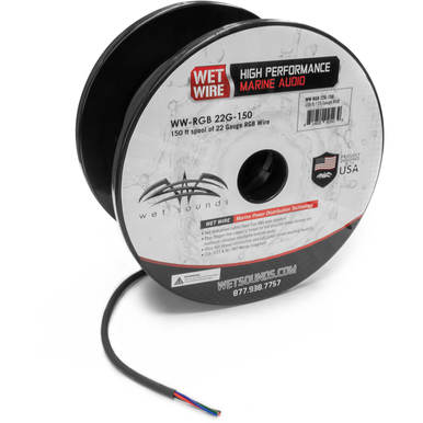 Rollo de Cable Marino Wet Sounds WWX-RGB 22G-150 Calibre 22 - Carrete de 150 pies Color Negro 22 AWG